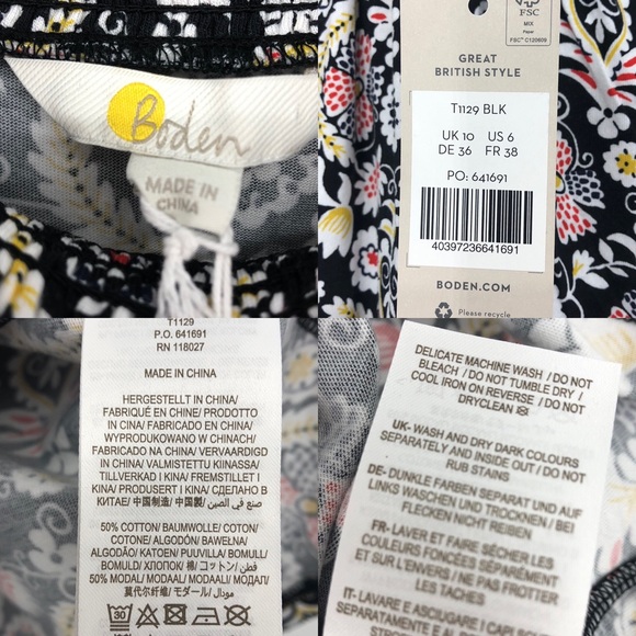 Boden Smocked Neck Black Topic Charm - Picture 12 of 13